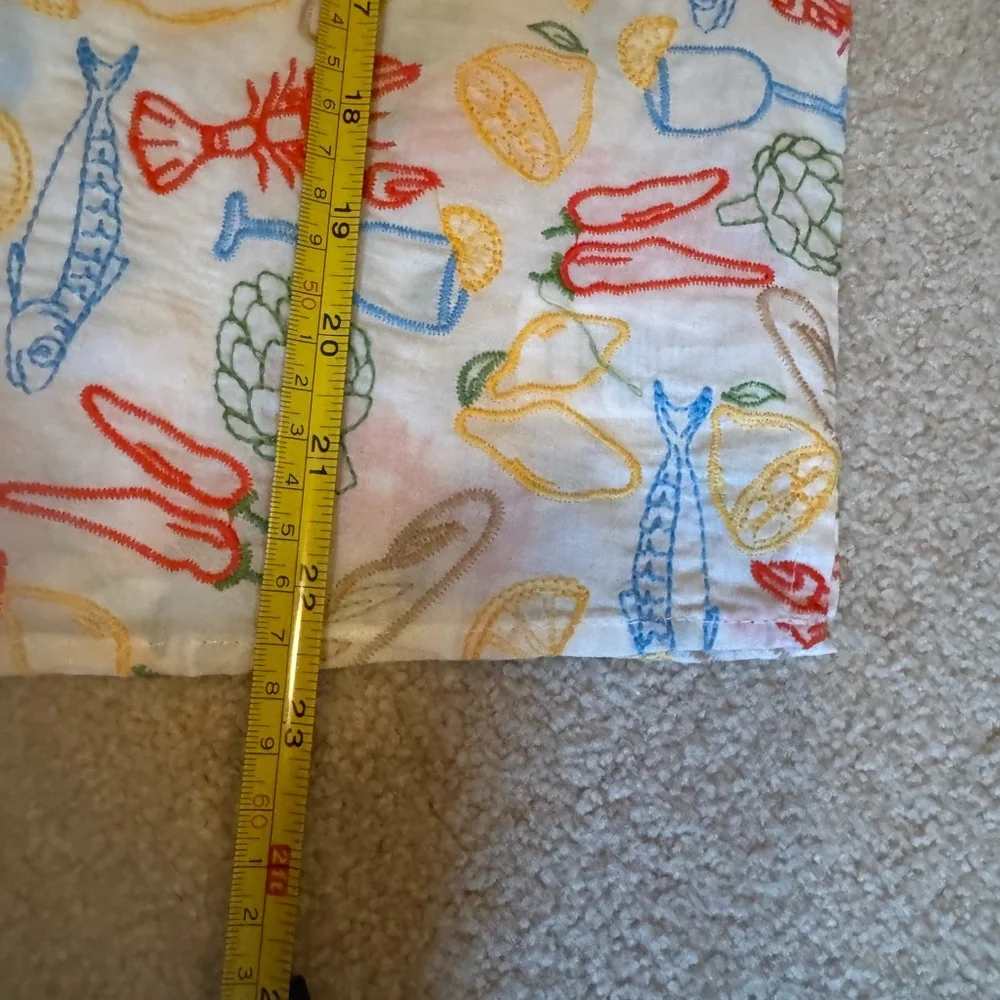 NWT Cynthia Rowley Embroidery Design Citrus and Seafood Print Shirt Size L - Picture 9 of 9